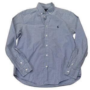 Polo Ralph Lauren Boys XL Blue Micro Plaid Poplin Button Down (18-20)